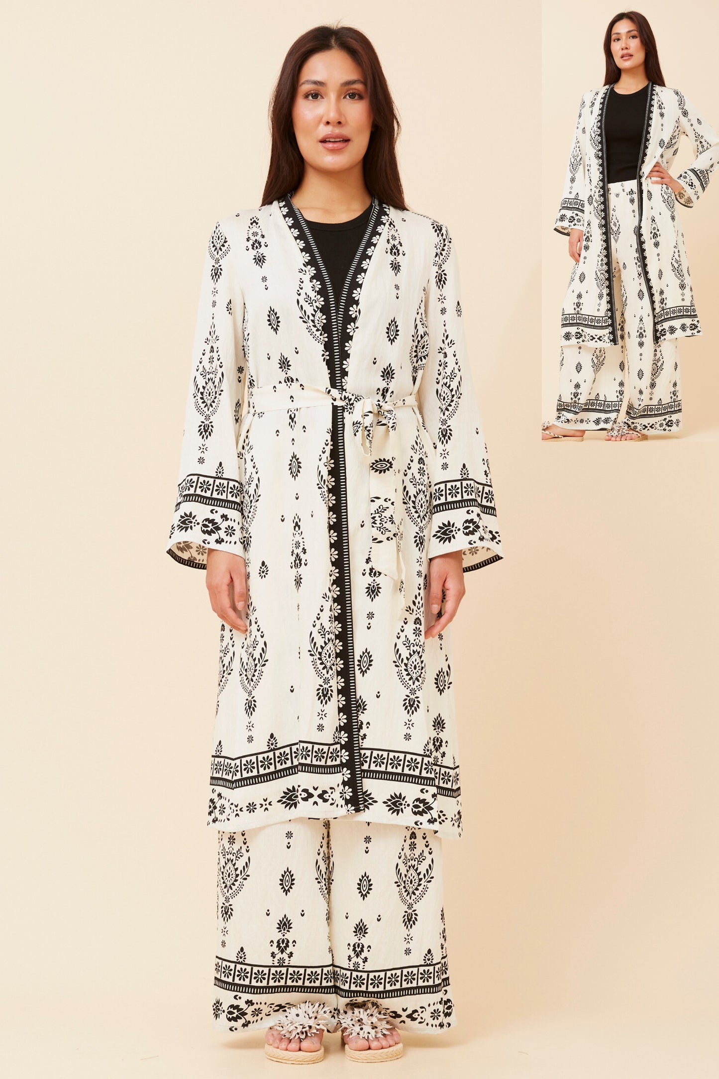 Caroline Morgan Clothing Kimono Jacket and Pants Set - Sale prices all day every day! Misty