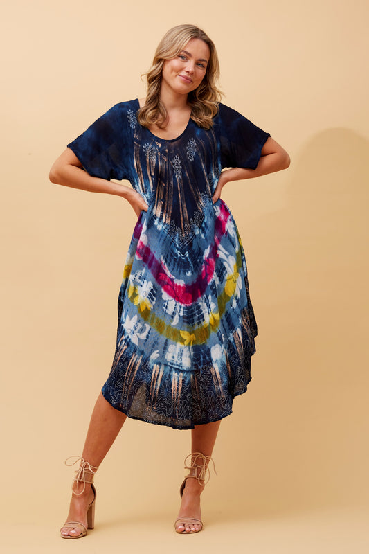 Tie-Dye style bohemian vibe dress - Caroline Morgan Clothing - Sale prices all day every day!  Sunset Bloom