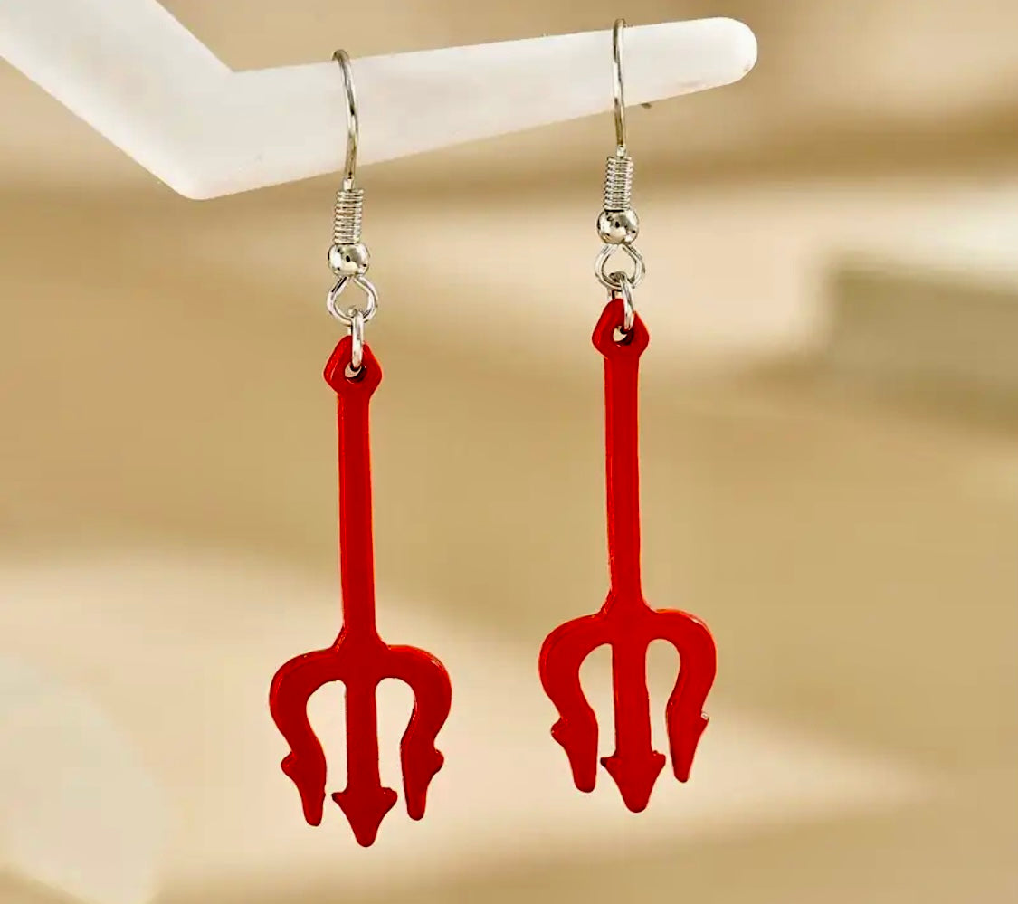 Red Devil Fork/Party/Halloween/Costume Earrings
