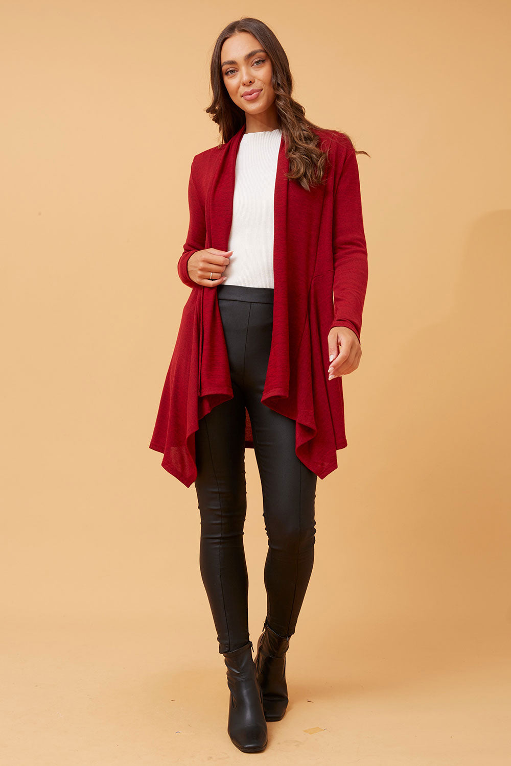 Casual red coloured cardigan perfect for layering